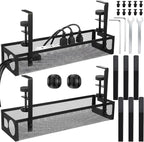 2 Pack Under Desk Cable Management Tray, 15 Inch No Drill Metal Mesh Organizer by Unknown