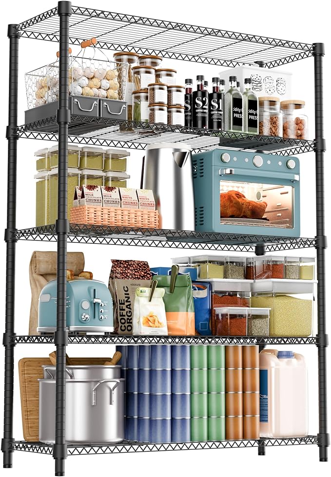 M MZG 5 Tiers Shelf 1750 lbs Steel Storage Shelving Utility Shelving Unit Steel by MEIGAOPLASTICANDMETALHKCOLIMITED