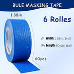 COSIMIXO Blue Painters Tape 1.88 in x 60 Yds, 6 Rolls Pack – Professional Grade - Image 2