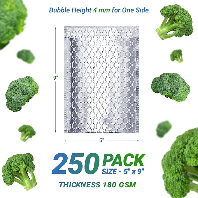 Amiff Silver Thermal Bubble Mailer, 5 x 9 Inches. 250 Pack Metallic Bubble - Image 2