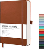 RETTACY Bullet Dotted Journal Notebook, 256 Pages, A5 Medium Size, Leather by RETTACY