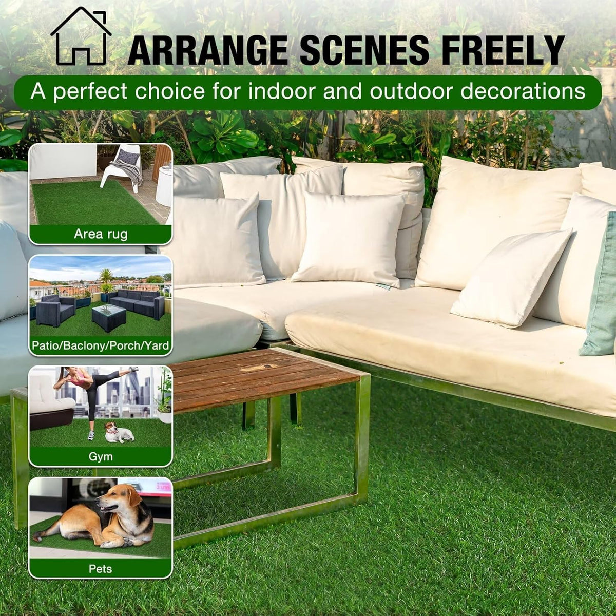 xlx turf 2ft x 6ft artificial turf runner, close-up detail