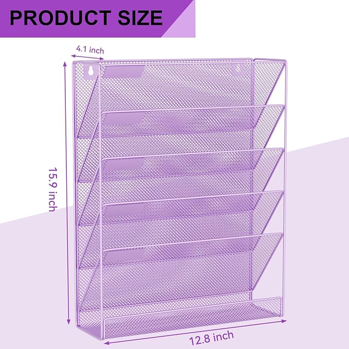 GDINDINFAN Wall File Organizer Holder Mesh Hanging Paper Document Holder - Image 3