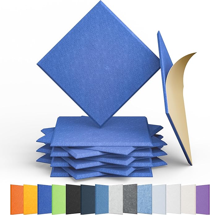 Amantech 12 Pack Acoustic Panels Self Adhesive Sound Proof Foam, High Density by Amantech