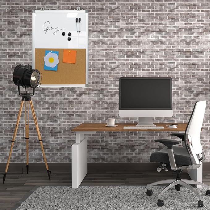 Combination Writeboard 24"x 18" Magnetic Whiteboard & Cork Board Aluminium - Image 6