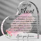 Aunt Gifts, Auntie Gift Ideas Heart Shaped Desk Sign Aunt Birthday Gifts From Niece Heart Acrylic Paperweight Birthday Gift 4×4 Inches