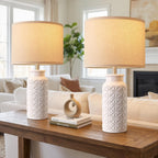innqoo 22.6" modern ceramic bedside lamps set of showing dimensions