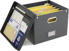 Oterri File Organizer Box with Lid, Large Hanging Filing Box with Mesh Pocket by Oterri