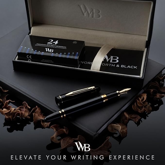 Wordsworth & Black Majesti Fountain Pen- Luxury Case, 24K Gold Finish; 18K - Image 2