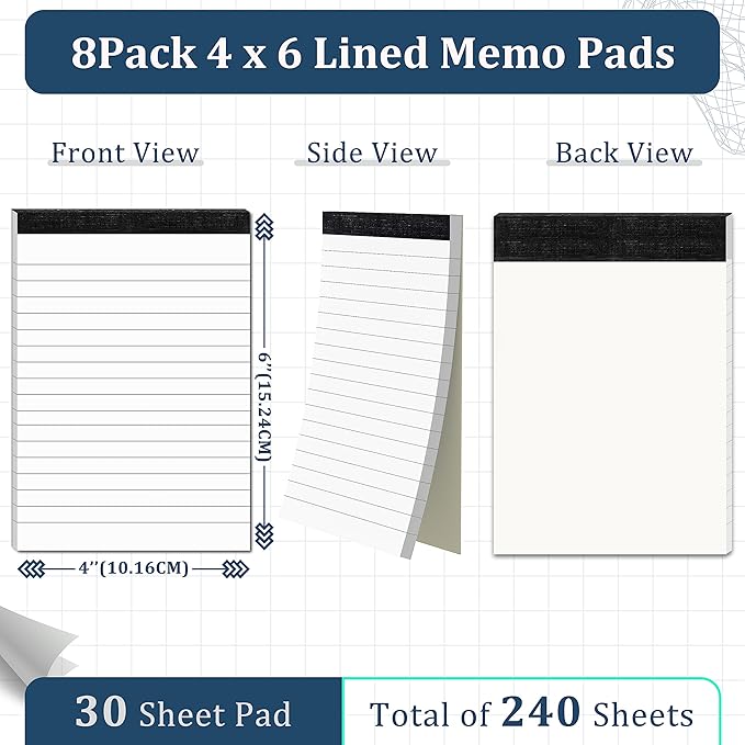 8 Pack Note Pads 4x6 Inch Paper of White Small Notepads - Image 2