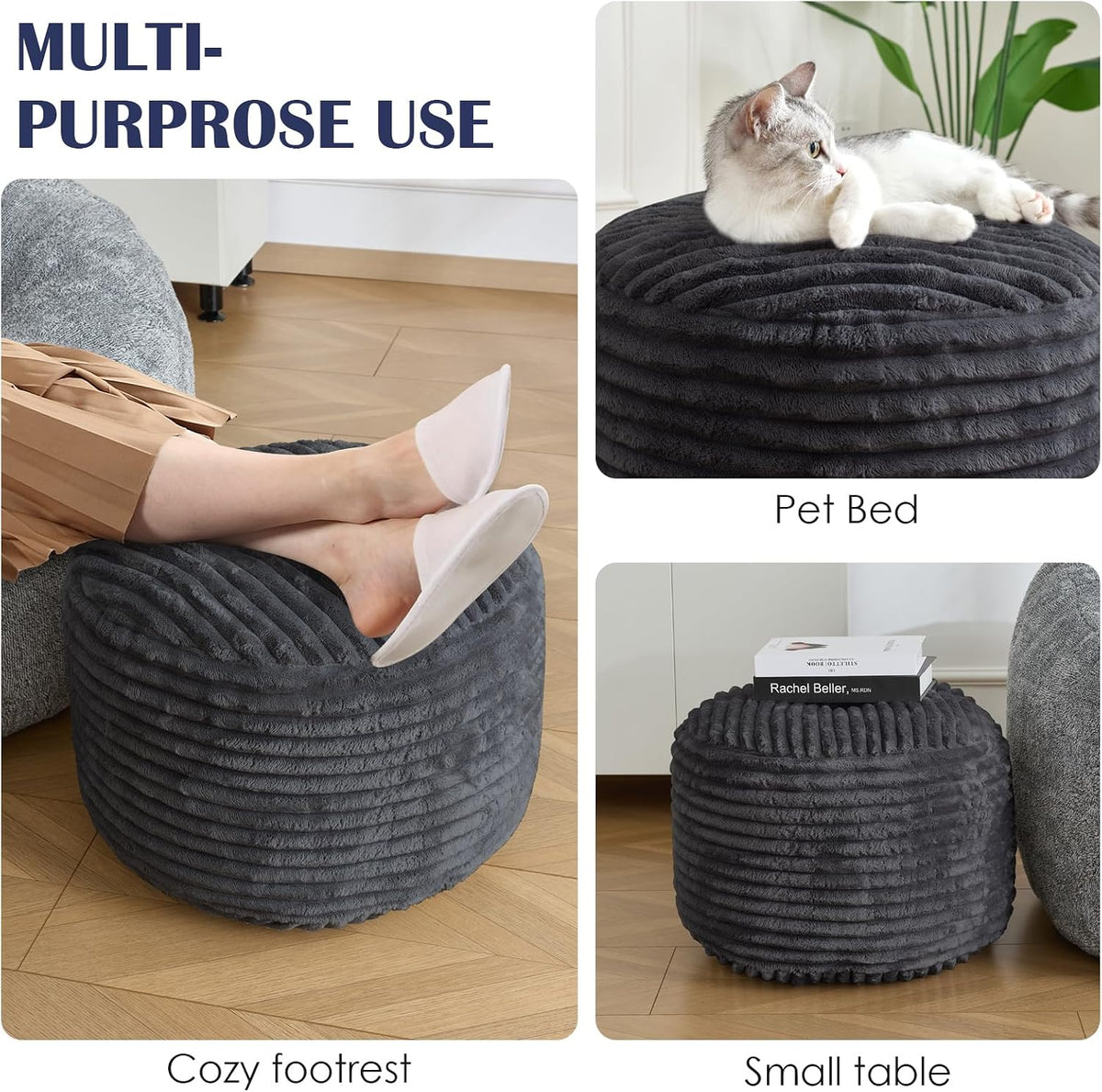 shouren stuffed round ottoman,pouf ottoman foot rest,20 x on a desk or shelf