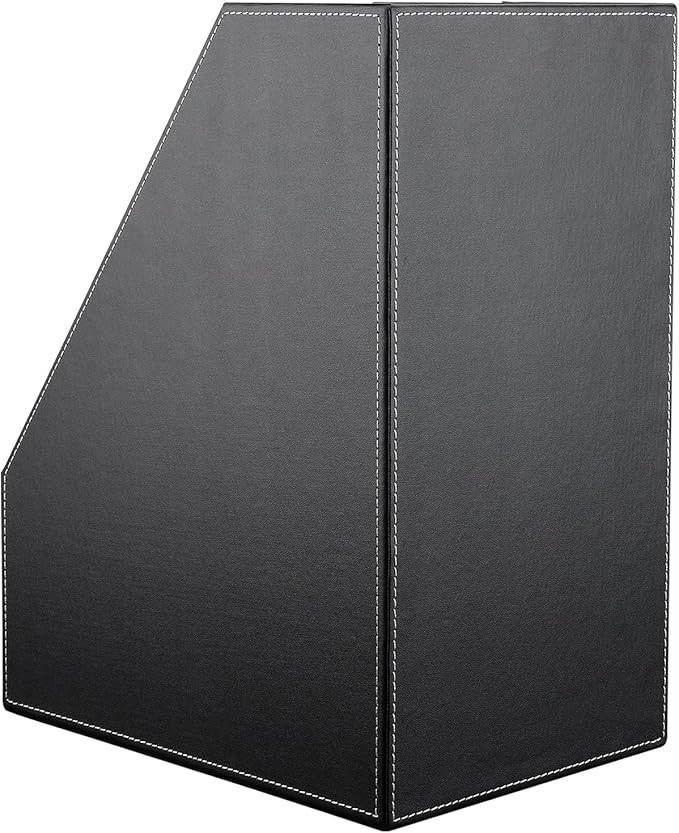 KINGFOM Wooden Leatherette Desktop File Folder Organizer and Document File - Image 5
