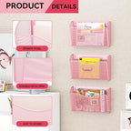 GDINDINFAN 3 Single Pocket Wall File Holder, Mesh Hanging File Folder Paper - Image 4