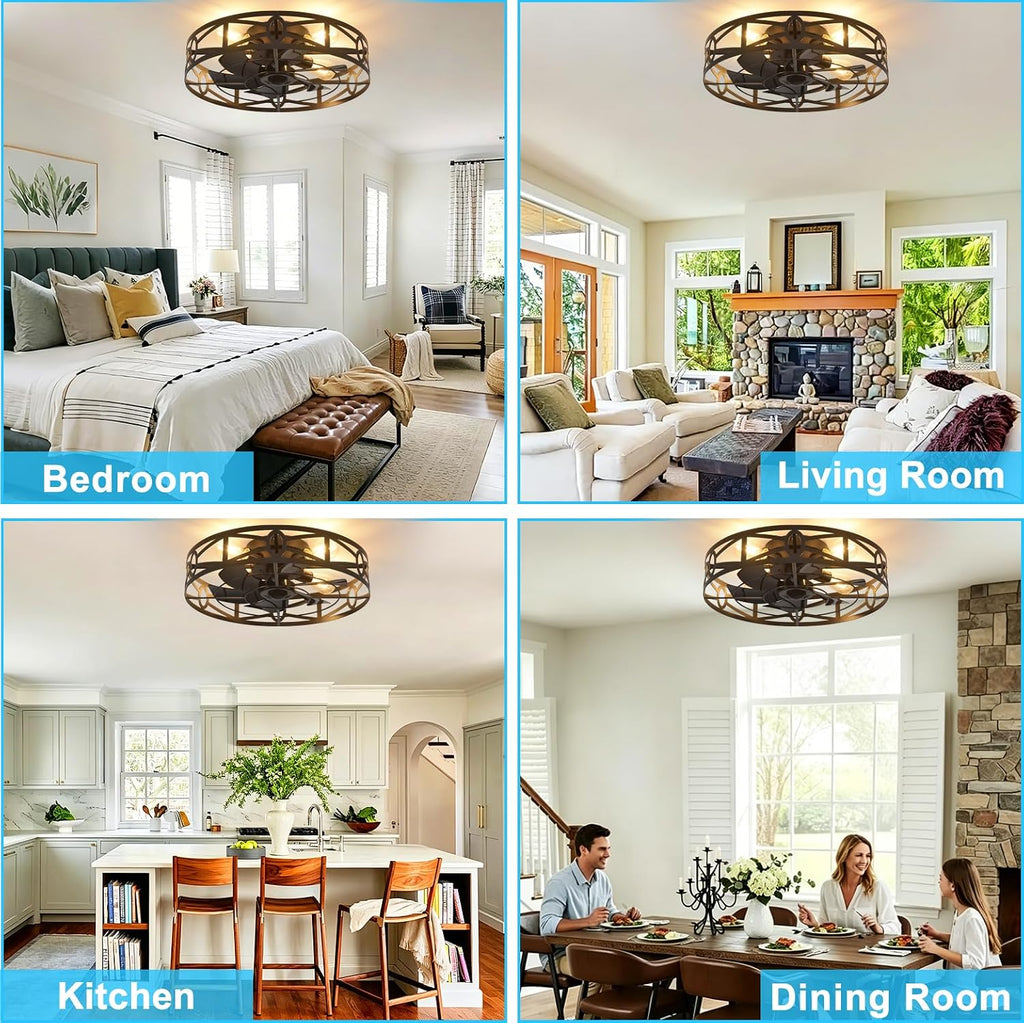 depuley flush mount ceiling fan: 20" caged ceiling, view 9