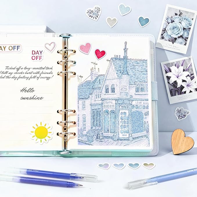 CAISEXILE 12 Blue Glitter Gel Pens Set, 1.0 mm Fine Point - Image 5