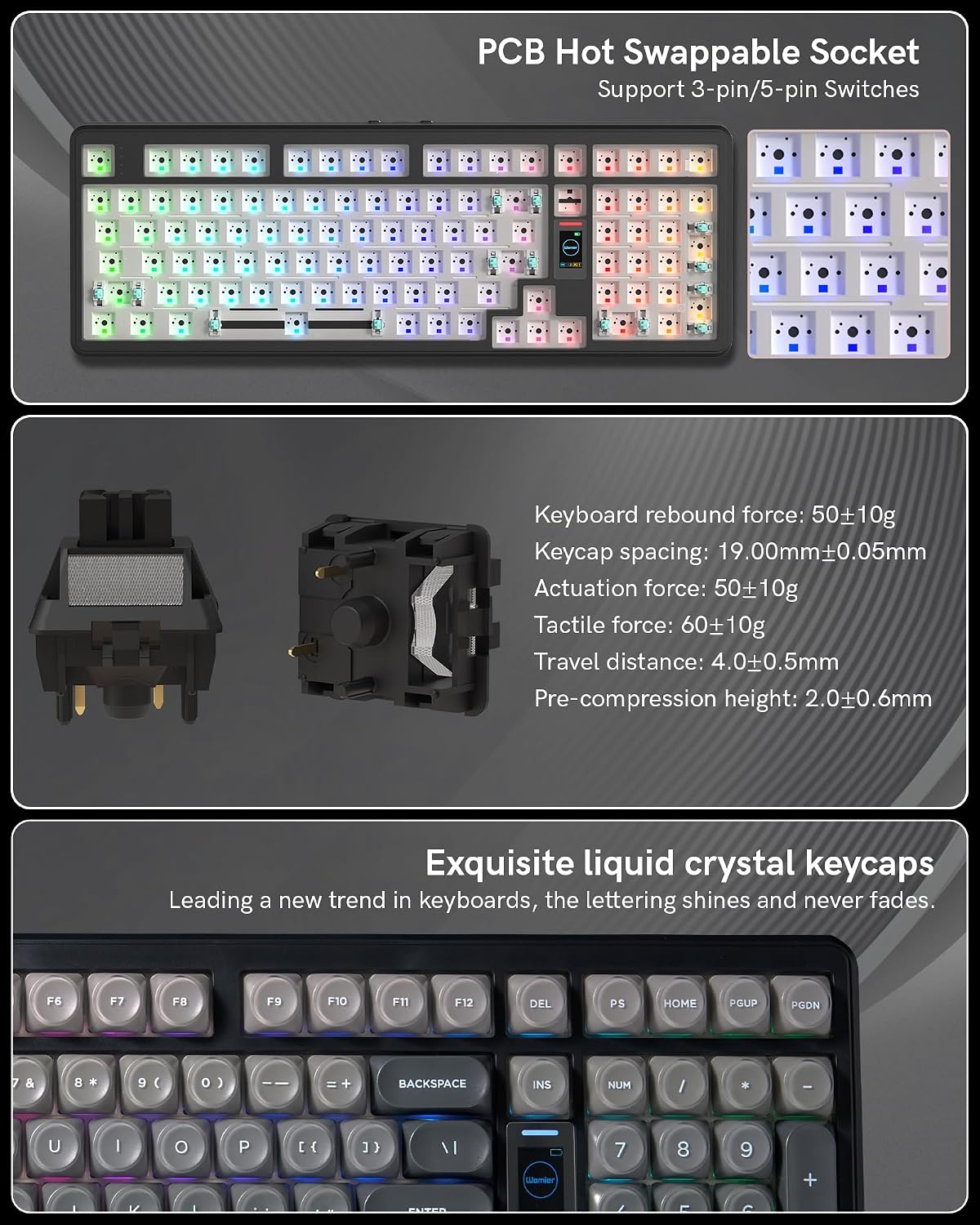 Keymatic WK98 Foundation Mechanical Keyboard, Black Creamy Gaming Keyboard