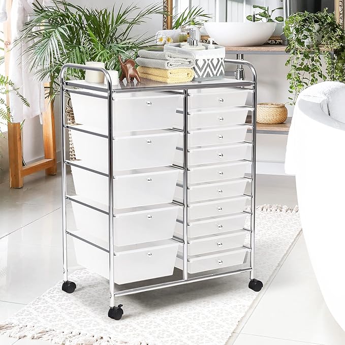 GOFLAME 15-Drawer Rolling Storage Cart, Craft Storage Cart - Image 9