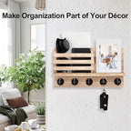 Lwenki Key Holder for Wall – Decorative Wooden Mail Holder and Key Shelf - Image 4