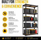 garage shelving, 36"w x 16"d x 72"h, 5-tier, side view
