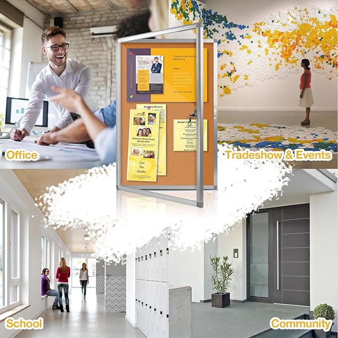Outdoor Enclosed Bulletin Board, Weatherproof Cork Noticeboard - Image 5