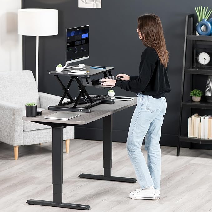 VIVO 26 inch Desk Converter, K Series, Height Adjustable Sit to Stand Riser - Image 9