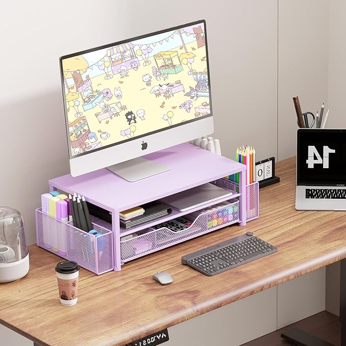 OPNICE Desk Organizers and Accessories, 2-Tier Computer Monitor Stand Riser - Image 5