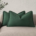 Foindtower Set of 2 Decorative Linen Fringe Lumbar Throw Pillow Covers Boho by Foindtower