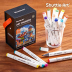 Shuttle Art Brush Tip Alcohol Markers, Dual Tip Brush & Fine Tip Art Marker Set - Image 7