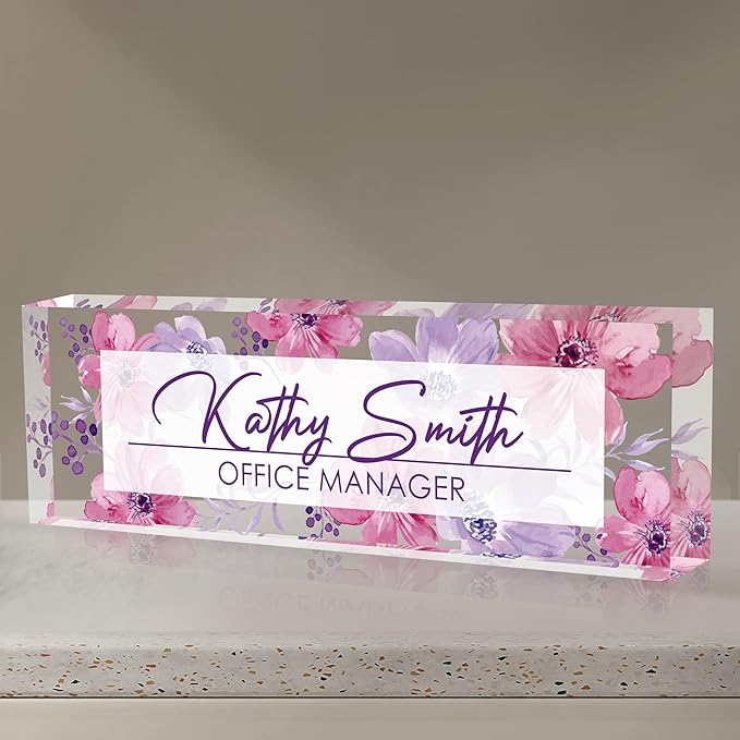 Personalized Name Plate for Desk, Custom Desk Name Plate, Acrylic Name Plate by EOBIBIFUN