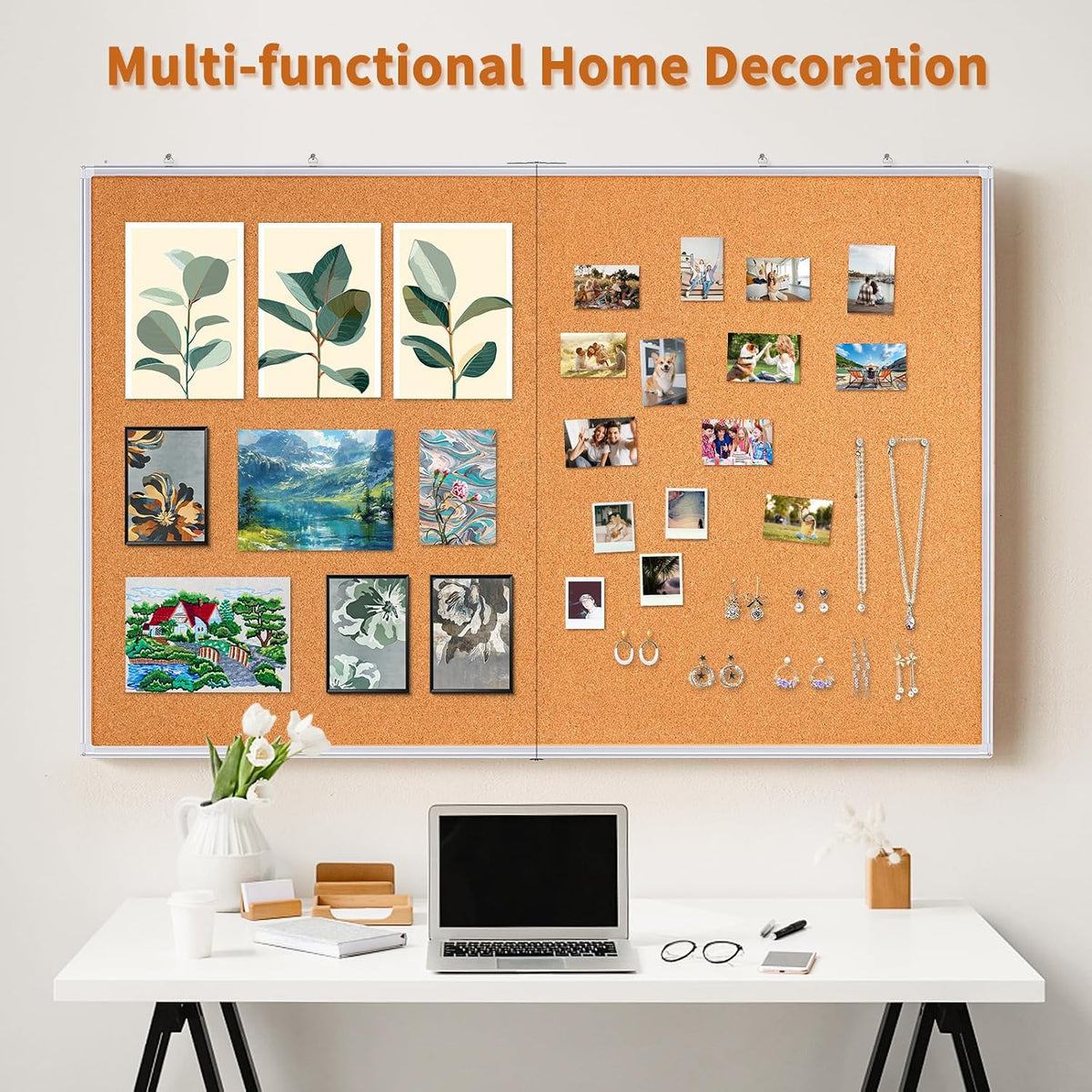 Maxtek Cork Board 48 x 36 in, Large Bulletin Board for Wall Aluminum Framed