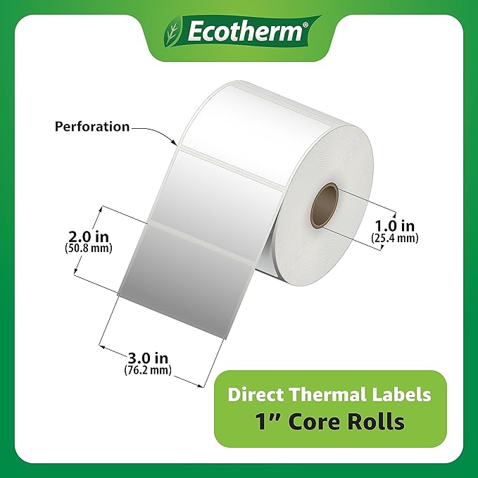 3" x 2" Thermal Labels | 4 Rolls | 2940 Labels | fits Zebra, Offnova Thermal - Image 3