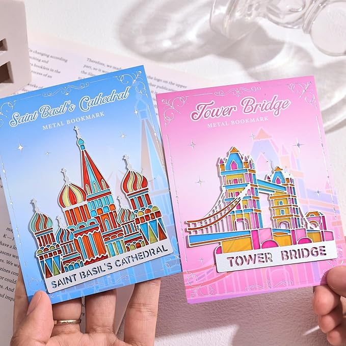 2 Pieces Metal Bookmarks with Transparent Design, Cute Book Marks - Image 4