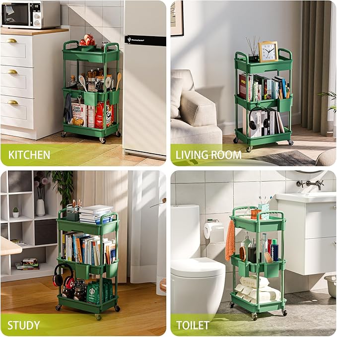 Sorgion 3 Tier Rolling Cart Organizer, Laundry Room Bathroom Organizers and - Image 6