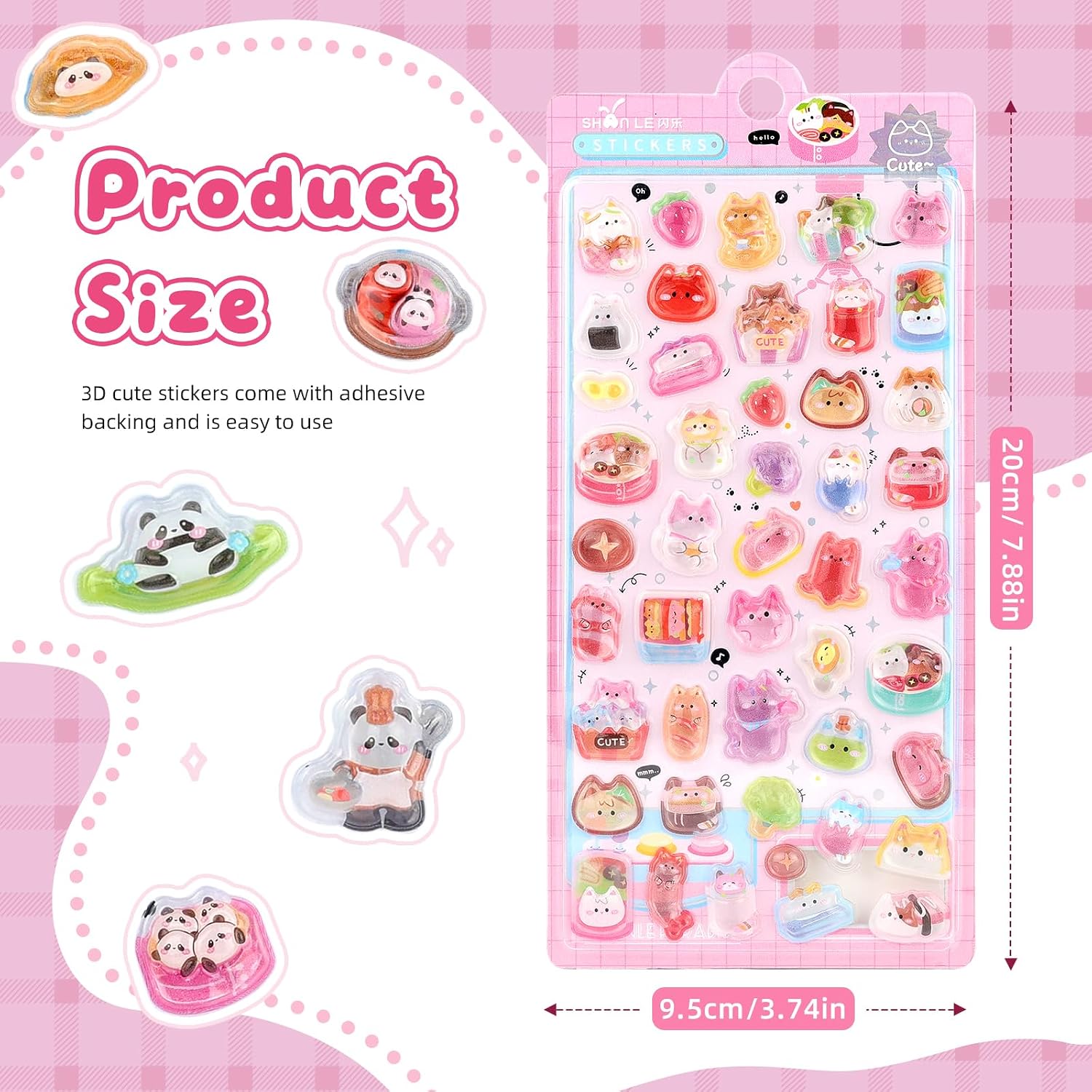 3D Cute Cartoon Cat Bento Puff Stickers,Kawaii Mini Puffy Stickers | 3D Stickers for Scrapbooks Planner Journals Laptops Phone Case Decoration Phone Stickers