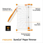 Fiskars SureCut Deluxe Paper Cutter, Precise Trimmer Tool, 12" Cut Length