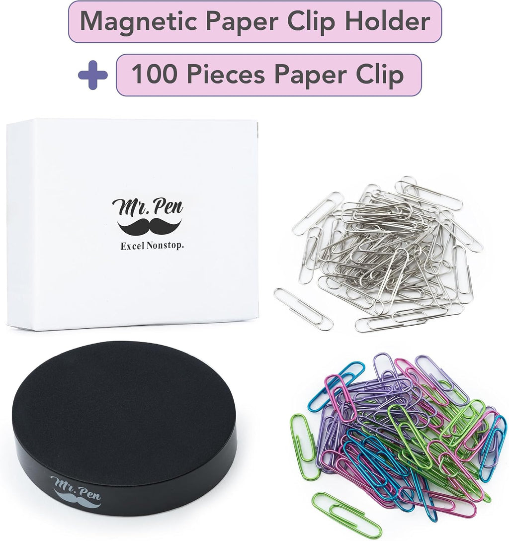 Mr. Pen- Magnetic Desk Toy With Colored and Silver Paper Clips (100 Pieces), Desk Toys, Desk Decor, Desk Accessories, Paperweight, Cute Office Supplies, Paper Clips Holder, Paper Clip Dispenser | Paperclip Holders for Desk, Paper Clip Dispenser, Paper