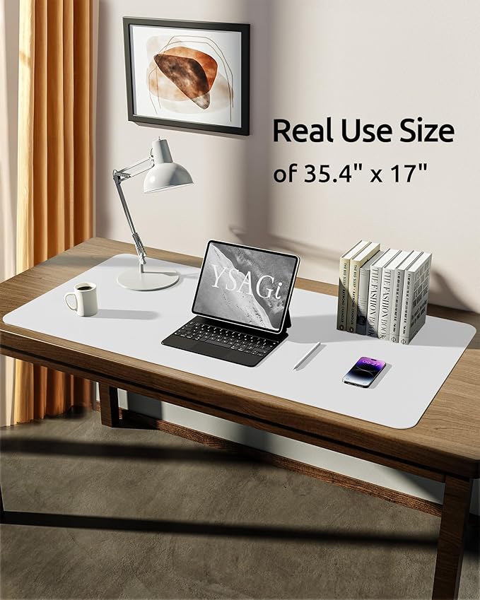 YSAGi Leather Desk Protector, Office Mat, Large Mouse Mat, Non-Slip PU Leather - Image 5