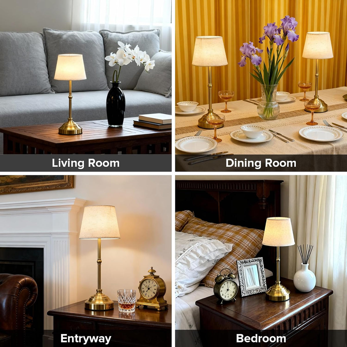 2 Pack Cordless Table Lamp, Rechargeable Desk Lamp with Fabric Shade, Battery...