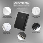 Clever Fox Password Book Spiral – Internet Address & Password Organizer - Image 2