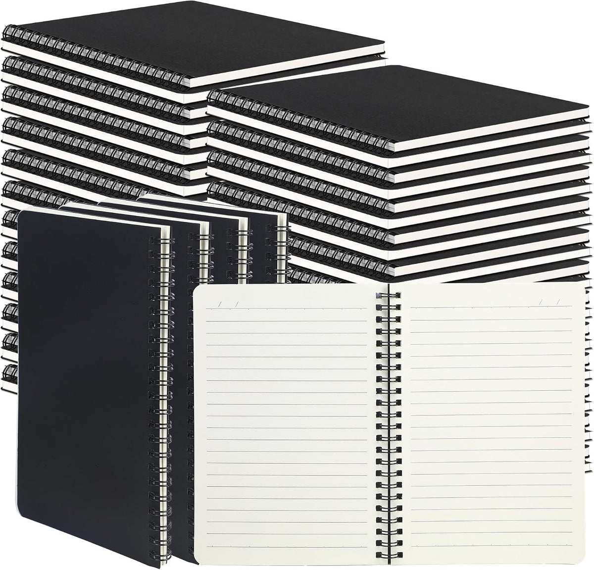 miikoul 100 Packs A5 Spiral Notebooks, 60 Sheets/120 Pages, Hardcover Lined