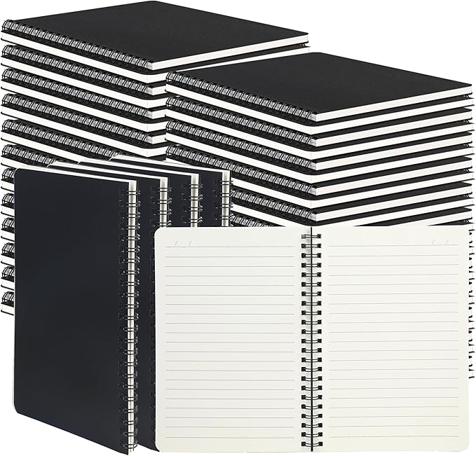 miikoul 100 Packs A5 Spiral Notebooks, 60 Sheets/120 Pages, Hardcover Lined by Welcometomiikoul