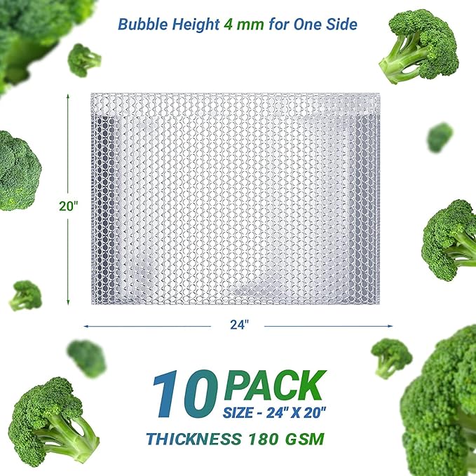 Amiff Silver Thermal Bubble Mailer, ‎24 x 20 Inches. 10 Pack Metallic Bubble - Image 2