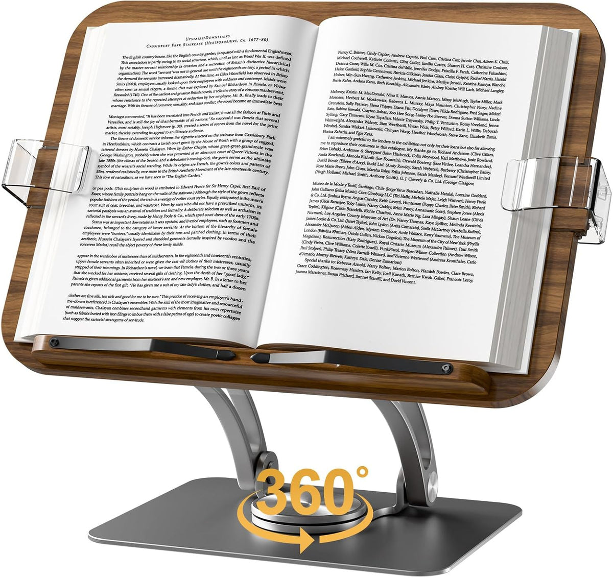 Book Stands for Reading,Adjustable Book Holder with 360° Rotating Metal Base,...