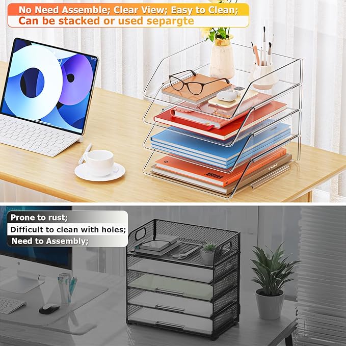 YKLSLH Simple 4 Tier Paper Organizer Letter Tray - Image 4