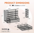 5-tier desk organizer with file holder & pen, close-up detail
