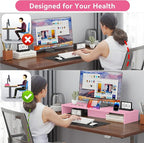 Dual Monitor Stand Riser with Phone Tablet Holder, 35.8in Large Monitor Stand - Image 5