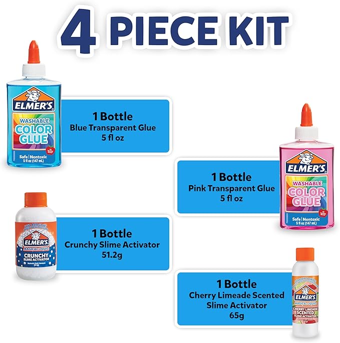Elmer’s Neon Sky Slime Kit, Includes Transparent Color Liquid Glue, Crunchy and - Image 3