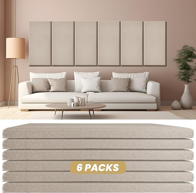6 PCS Acoustic Panels, Large Soundproof Wall Panels, Professional Fiberglass by Lakexus