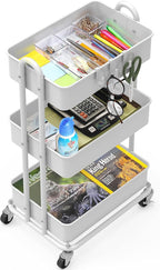 Simple Houseware 3-Tier Heavy Duty Metal Utility Rolling Cart - Image 3