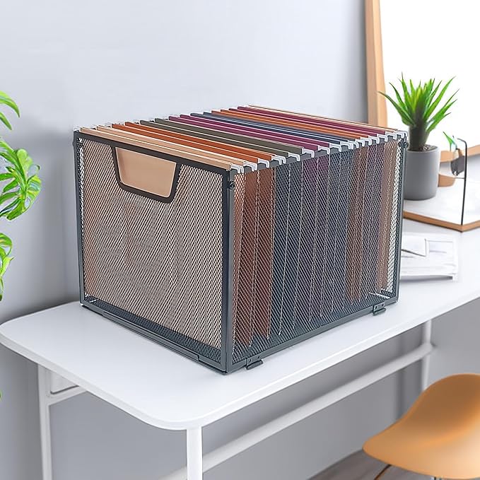 SREGGSIY Metal Mesh Hanging File Organizer, Office/School/Home File Crate - Image 4